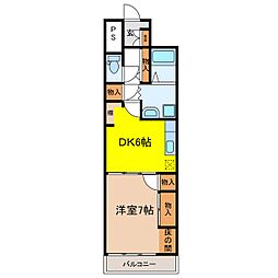 グランドハイツ聖徳南館 1DKの間取図画像
