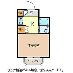 マンシオーネ・アサール 1Kの間取図画像