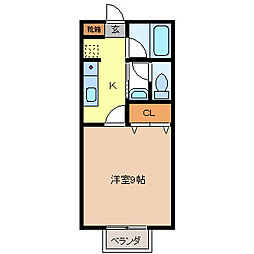 ディンプル島田 1Kの間取図画像