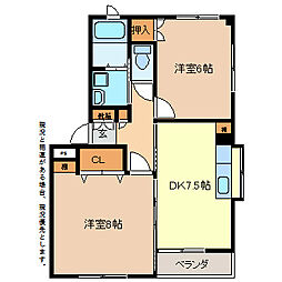 アーバンエルム 2DKの間取図画像
