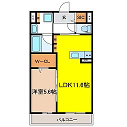 アーバングランデ南県 1LDKの間取図画像