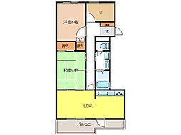 ホワイトハイツ東館 2SLDKの間取図画像