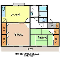 ワイエムハウス・ミコタB 2DKの間取図画像
