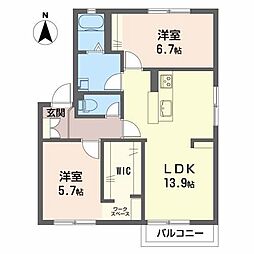 フレグランス西尾張部C 2LDKの間取図画像