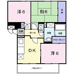 ツインコートB 3DKの間取図画像