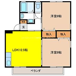 グリーンタウン宮島 2LDKの間取図画像