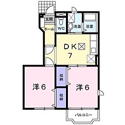 エクセランA 2DKの間取図画像