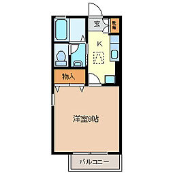アドバンスエイト 1Kの間取図画像