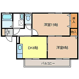 ファミール稲田 2DKの間取図画像