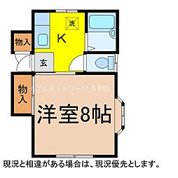 サンライズヴィレッジC 1Kの間取図画像