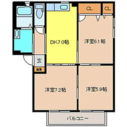 バリュージュフィオーレA 3DKの間取図画像