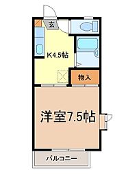 フレグランスしんC 1Kの間取図画像