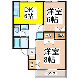 ルーガル・リンド若宮A 2DKの間取図画像
