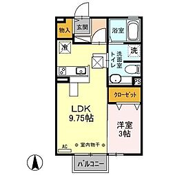 メゾン・ド・ボヌールB 1LDKの間取図画像