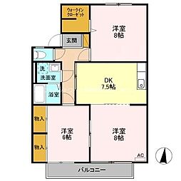 セジュール本堂B 3DKの間取図画像