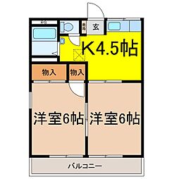 グリーンハイツ幸 2Kの間取図画像