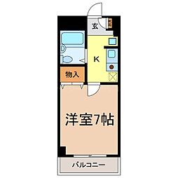 平林ピア3 1Kの間取図画像
