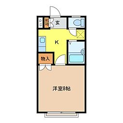 相ノ木ハイツ 1Kの間取図画像
