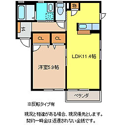 セピアコート安茂里 1LDKの間取図画像