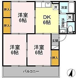 開沖コスモタウン 3DKの間取図画像