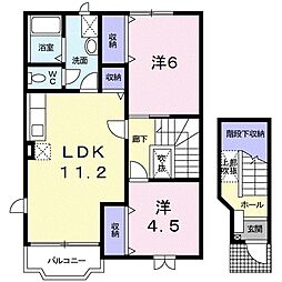 ソレアード 2LDKの間取図画像