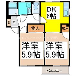メイゾンアプリコットA 2DKの間取図画像