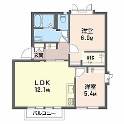メゾンクレール原2B 2LDKの間取図画像