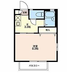 フレグランスひがのW 1Kの間取図画像