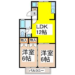 ヴィラ・エール 2LDKの間取図画像