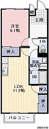 サプリング上山田A 1LDKの間取図画像