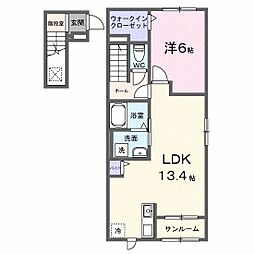 ハイツリバーサイド1 1LDKの間取図画像