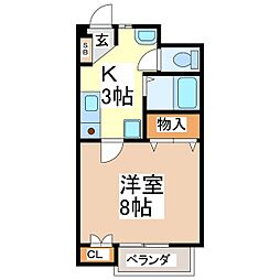 象山ハイツ 1Kの間取図画像