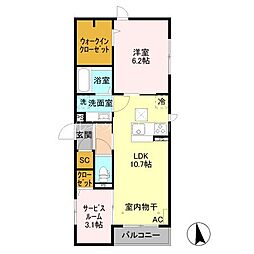 Aレジデンス 1SLDKの間取図画像