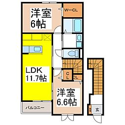 シエルブリュA 2LDKの間取図画像