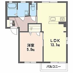 ルミエール・やまだN 1LDKの間取図画像