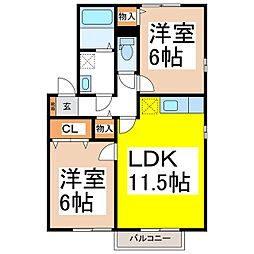 フローラS 2LDKの間取図画像