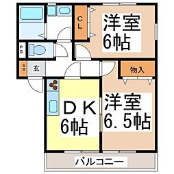 メゾンアプリコット 2DKの間取図画像