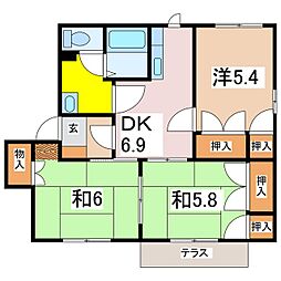 フレグランスしろがねB 3DKの間取図画像