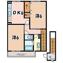 花水木 2DKの間取図画像