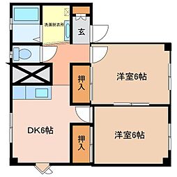 ビューラー・アヅミC 2DKの間取図画像