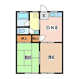 ベラ・ヴィータ穂高 2DKの間取図画像