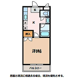 西山団地5号棟 1Kの間取図画像