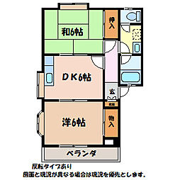 メゾンドショコラA 2DKの間取図画像