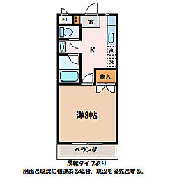 西山団地6号棟 1Kの間取図画像