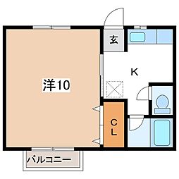 信成アパート 1Kの間取図画像