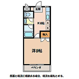 西山団地7号棟 1Kの間取図画像