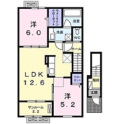 グランドソレーユ 2LDKの間取図画像