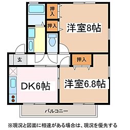 ハイランド・タウンE 2DKの間取図画像