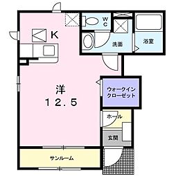 シエル　アンフィニ 1階1Kの間取り