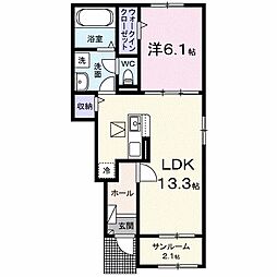 富夢想家　十一番館 1階1LDKの間取り